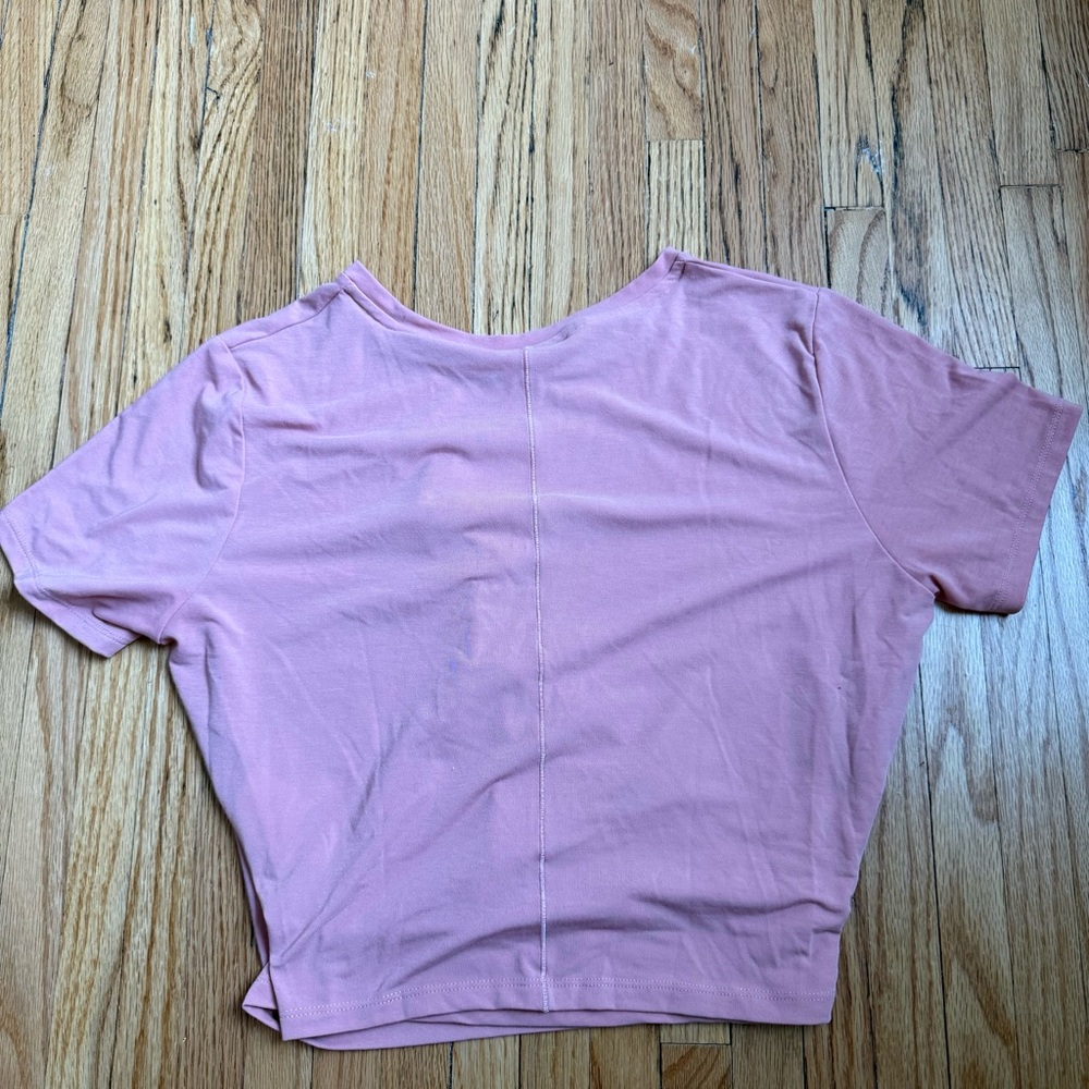 Nike One Luxe Twist Front Crop Top Pink Athletic Tee Size M - Picture 3 of 3